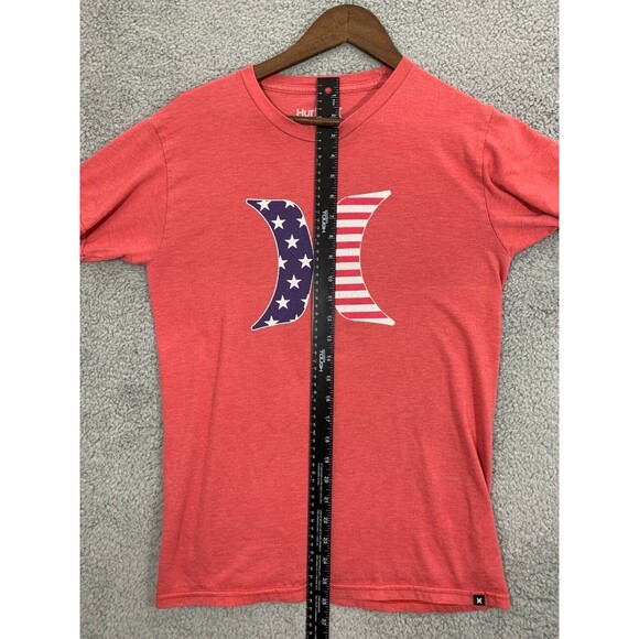 Hurley USA American Flag Logo Graphic T-Shirt Small (S) Petite Orange - Picture 5 of 7